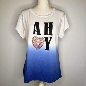 Newport News Global Exclusives Ahoy Heart Dip Dye Shirt L